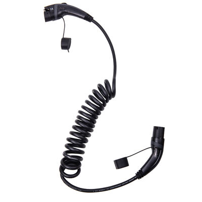 comprar Cable de resorte IP67 SAE J1772 Tipo 1 a Tipo 2 para carga de vehículos eléctricos Modo 3 fabricación en línea