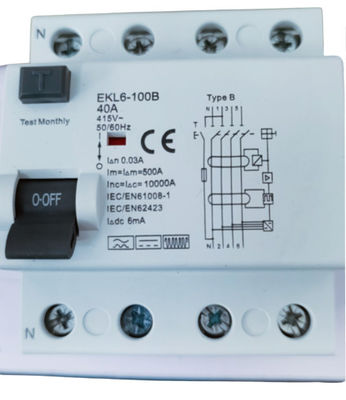 Buen precio 2P / ciclos eléctricos de la vida 2000 de la CA 30mA del disyuntor de 4P 40A RCCB en línea